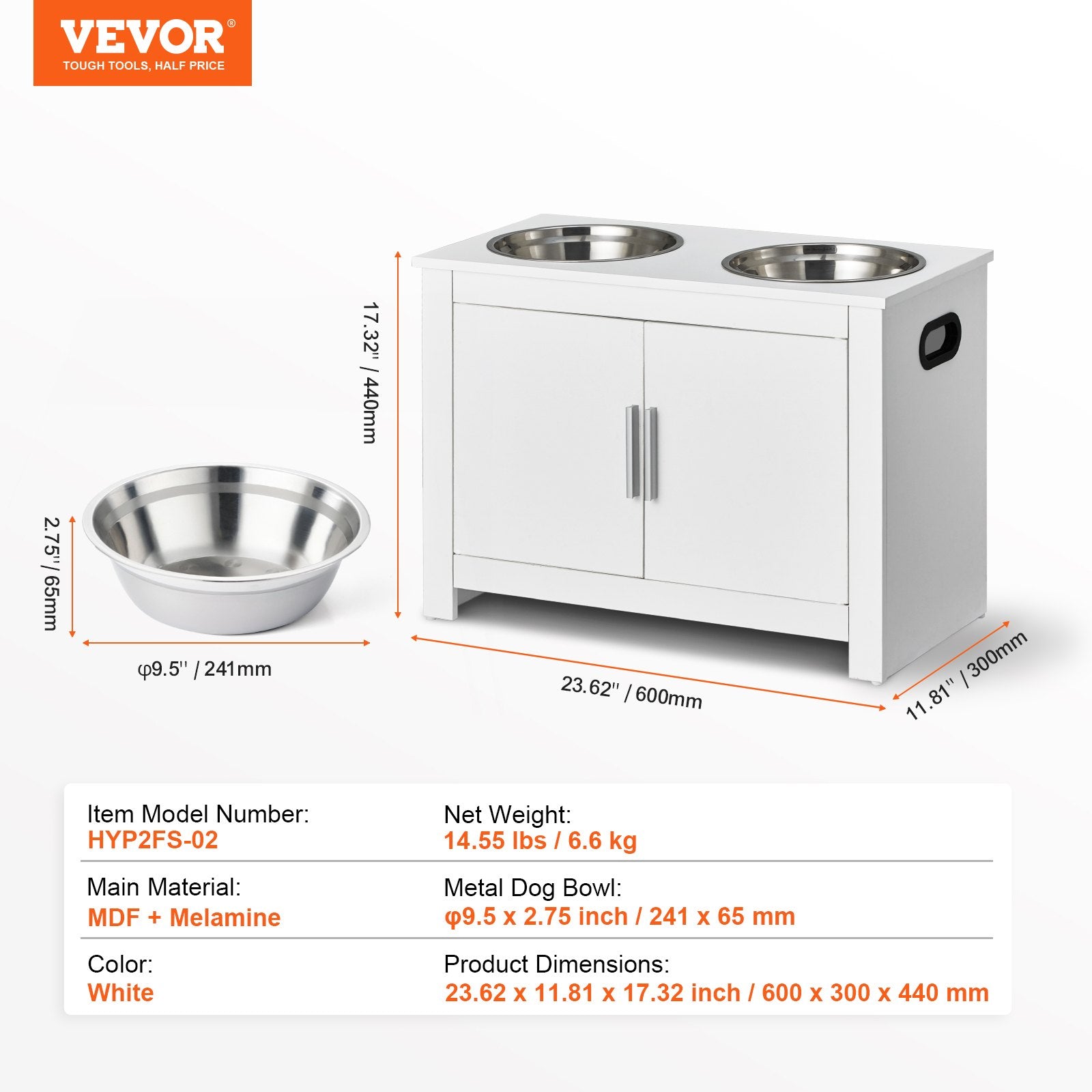 Dog Bowls, Feeders & Waterers: VEVOR Pet Feeding Station w/ 2 Elevated Dog Bowls Dog Food & Toy Storage Cabinet