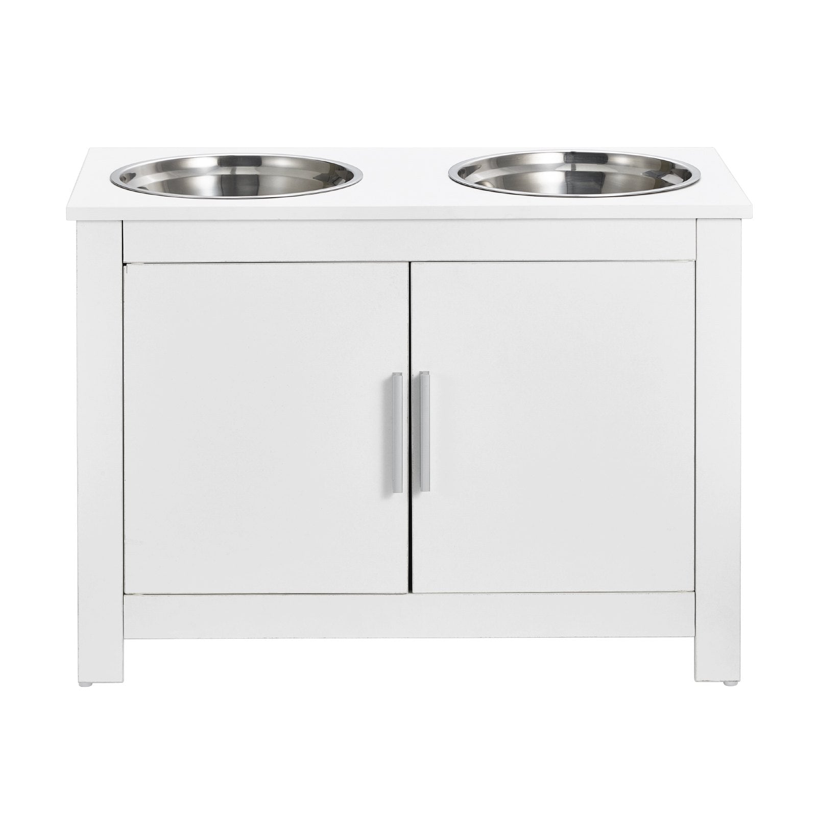 Dog Bowls, Feeders & Waterers: VEVOR Pet Feeding Station w/ 2 Elevated Dog Bowls Dog Food & Toy Storage Cabinet