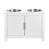 Dog Bowls, Feeders & Waterers: VEVOR Pet Feeding Station w/ 2 Elevated Dog Bowls Dog Food & Toy Storage Cabinet