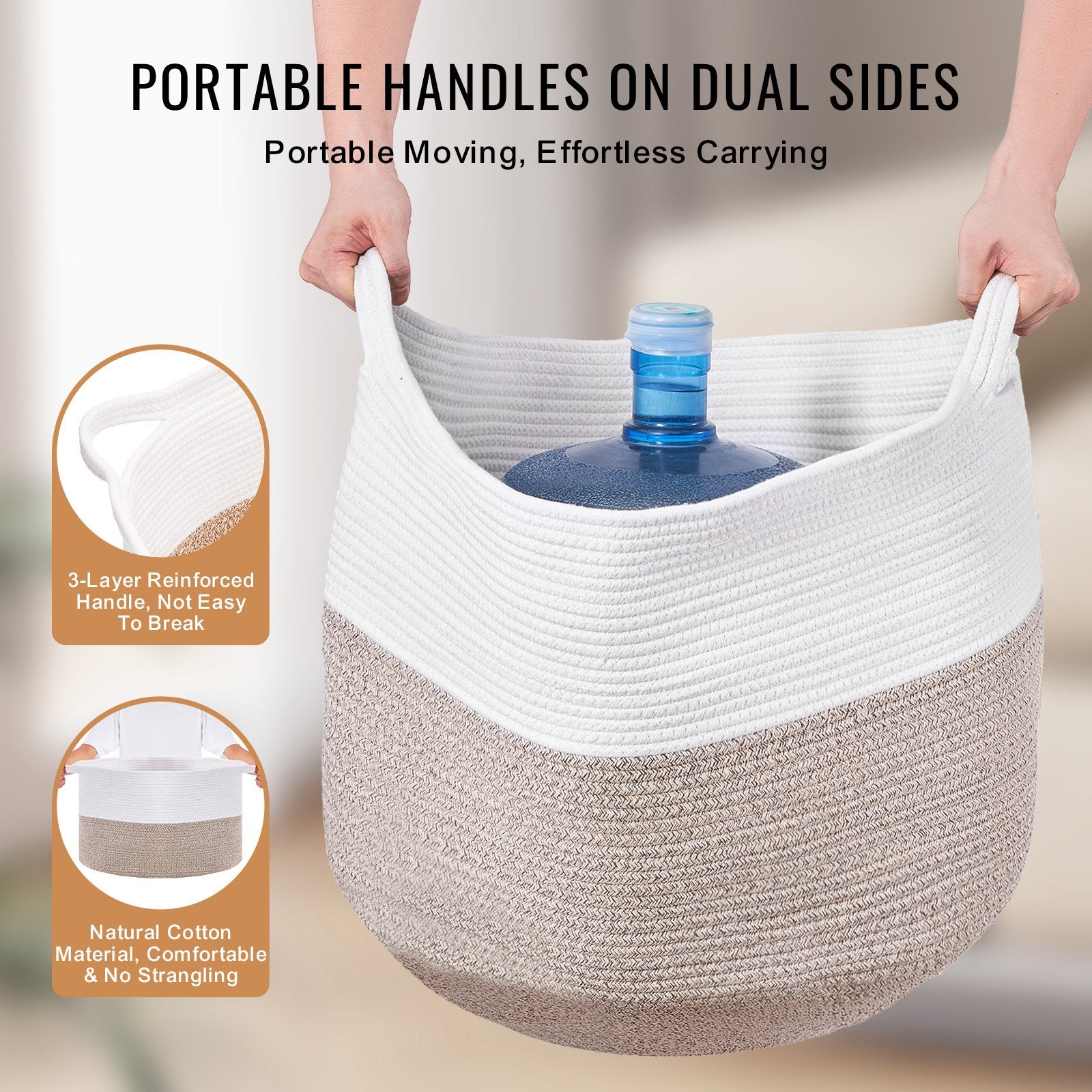 Blankets & Throws: VEVOR Cotton Rope Storage Basket 87L Woven Blanket Basket 20 x 20 x 14 in