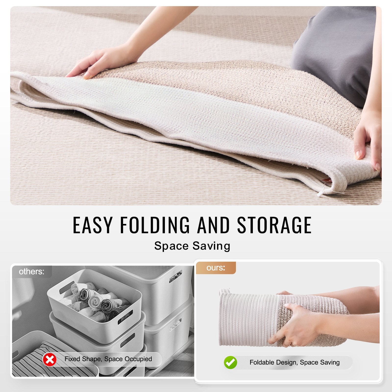 Blankets & Throws: VEVOR Cotton Rope Storage Basket 87L Woven Blanket Basket 20 x 20 x 14 in