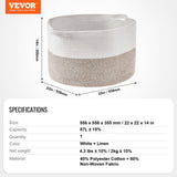 Blankets & Throws: VEVOR Cotton Rope Storage Basket 87L Woven Blanket Basket 20 x 20 x 14 in