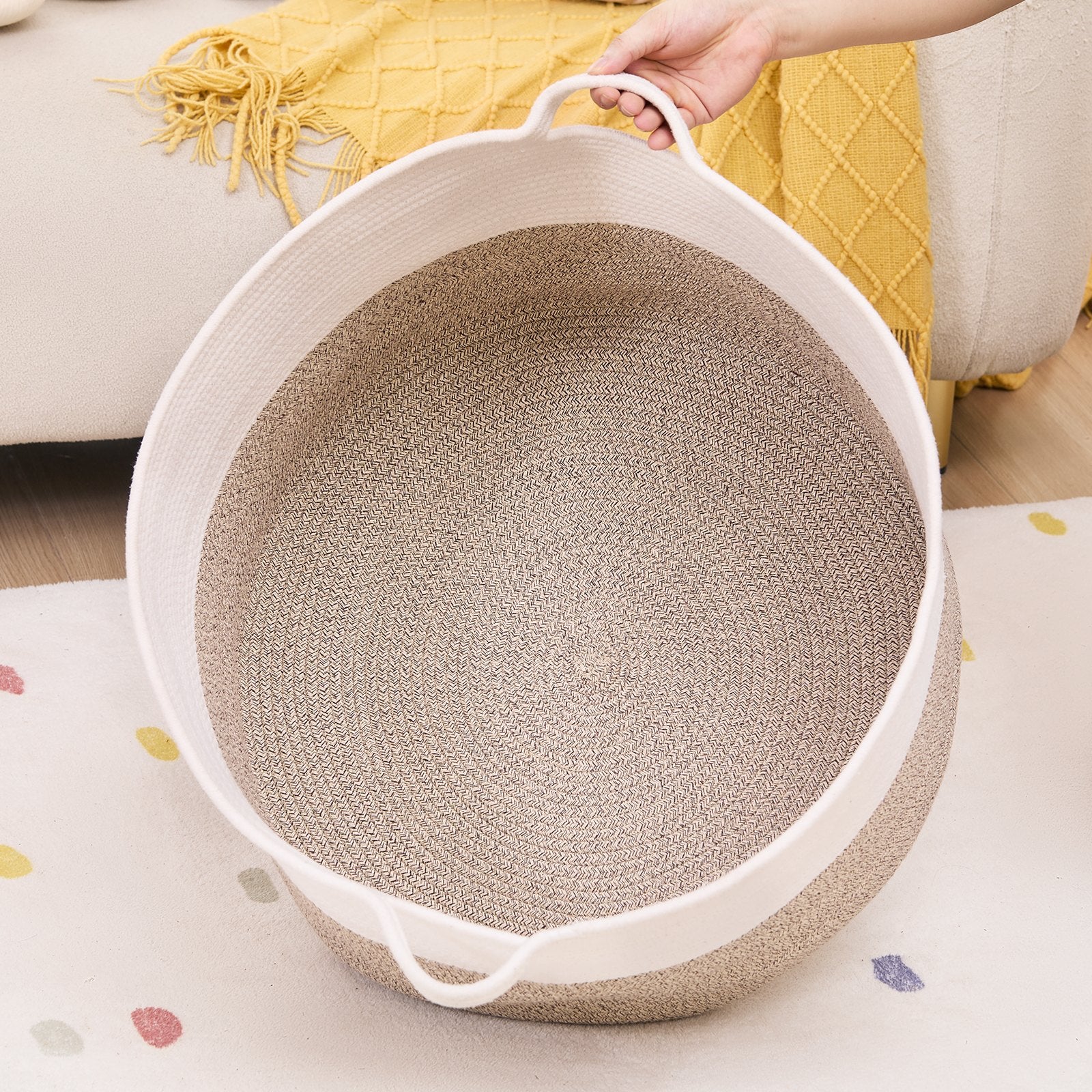 Blankets & Throws: VEVOR Cotton Rope Storage Basket 87L Woven Blanket Basket 20 x 20 x 14 in