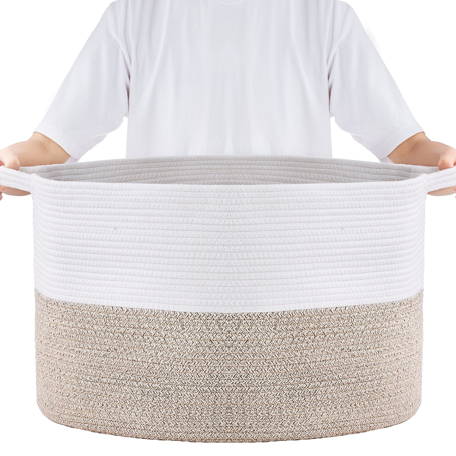 Blankets & Throws: VEVOR Cotton Rope Storage Basket 87L Woven Blanket Basket 20 x 20 x 14 in