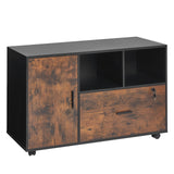 Filing & Organisation: VEVOR Wood File Cabinet Lockable Mobile Filing Cabinet Open Shelves Rustic Brown