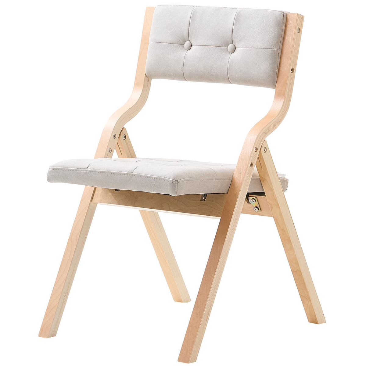 Wooden Folding Chairs with Cushion, Set of 2, Portable Foldable Cushion Chair with Wooden Frame, Modern Padded Dining Chair for Kitchen, Office, Wedding, Party, Dining Room, Easy Assembly, Beige