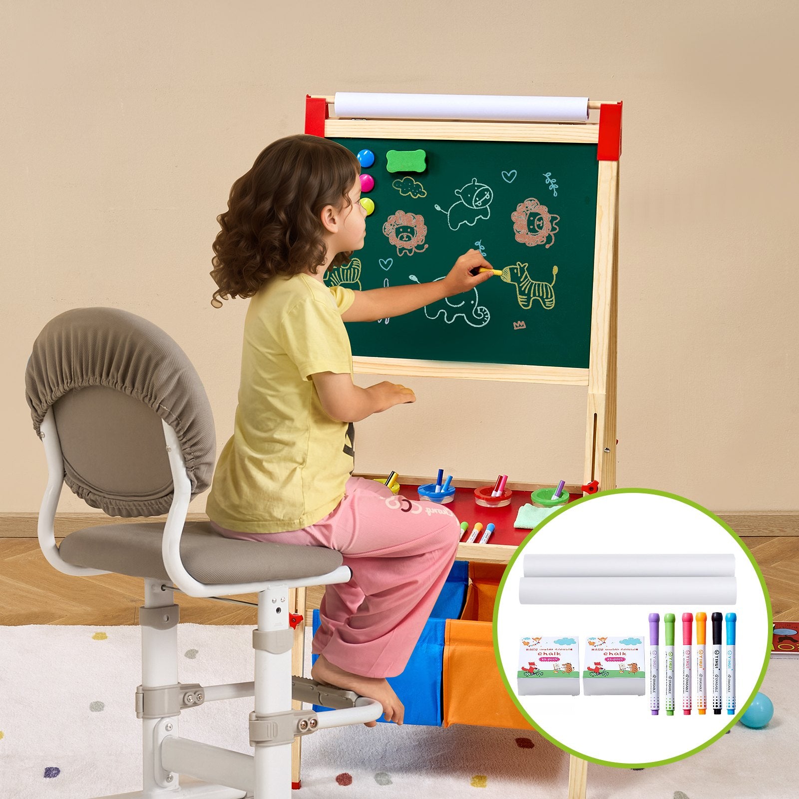 Hand Tools: VEVOR Easel Accessory Set Chalk & Markers & Paper Rolls 32PCS for Standing Easel