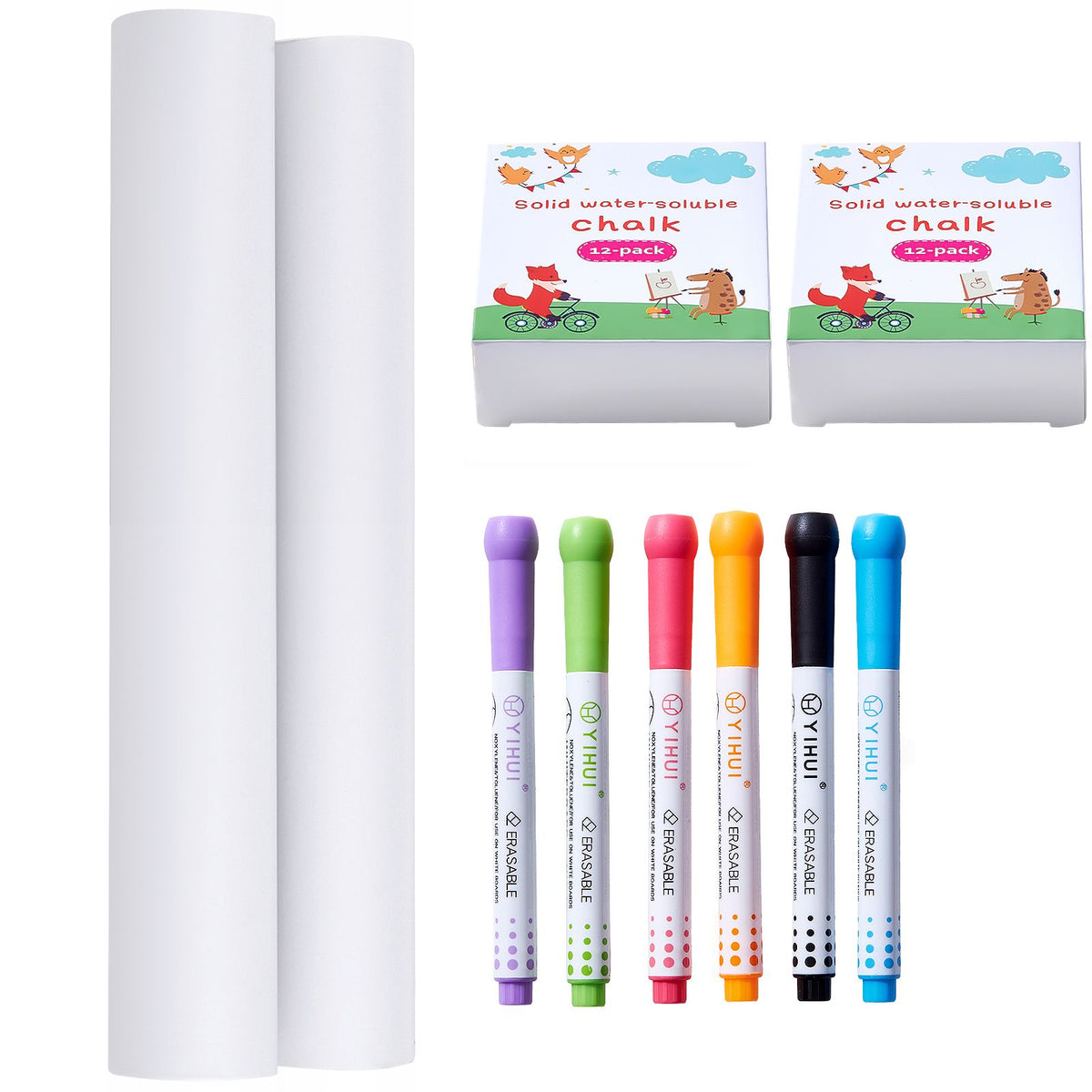 Easel Accessory Set, 32 PCS Kid's Art Easel Painting Kit Including Chalks, Dry-Erase Markers & Paper Rolls, Supplies Set for Tabletop Art Easel, Painting Accessories for Toddlers Boys and Girls
