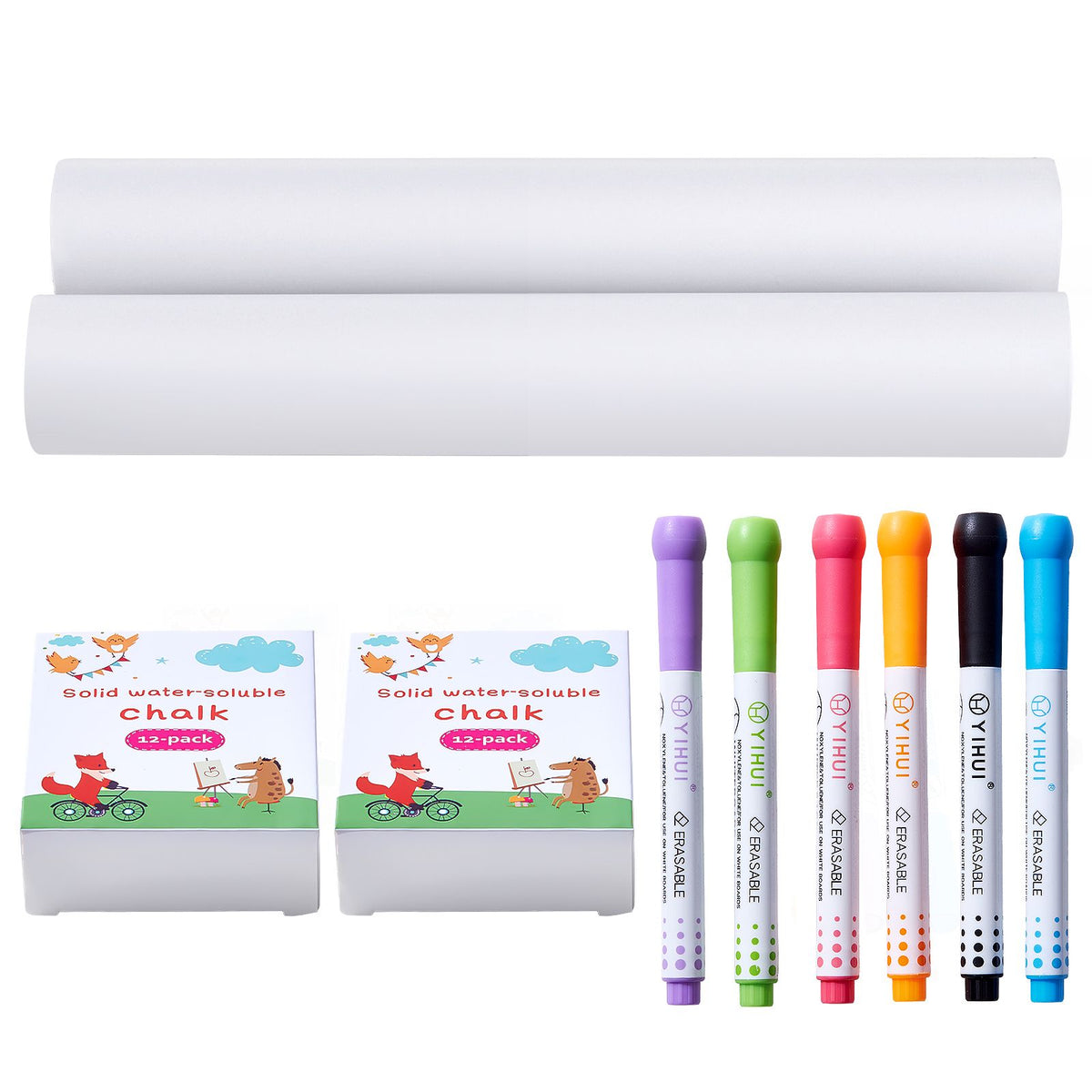 Easel Accessory Set, 32 PCS Kid's Art Easel Painting Kit Including Chalks, Dry-Erase Markers & Paper Rolls, Supplies Set for Tabletop Art Easel, Painting Accessories for Toddlers Boys and Girls