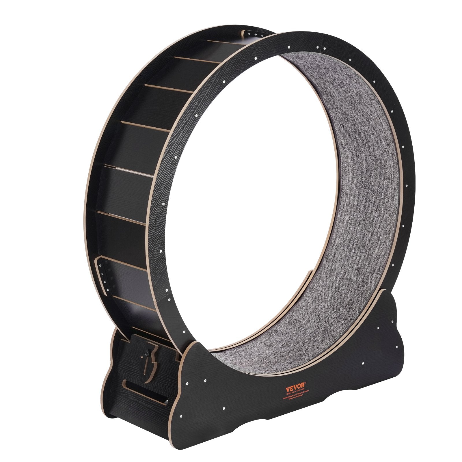 Wooden Cat Exercise Wheel, 43.3" Large Cat Treadmill Wheel for Indoor Cats, Cat Running Wheel with Detachable Carpet & Cat Teaser for Running/Walking/Training, Suitable for Most Cats