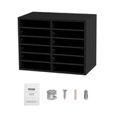 Bookcases & Shelves: VEVOR Wood Literature Organizer Adjustable File Sorter 12 Compartments Black