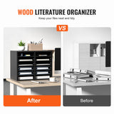 Bookcases & Shelves: VEVOR Wood Literature Organizer Adjustable File Sorter 12 Compartments Black