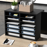 Bookcases & Shelves: VEVOR Wood Literature Organizer Adjustable File Sorter 12 Compartments Black