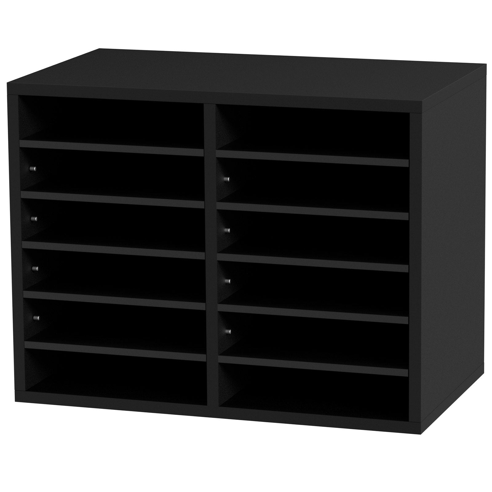 Bookcases & Shelves: VEVOR Wood Literature Organizer Adjustable File Sorter 12 Compartments Black