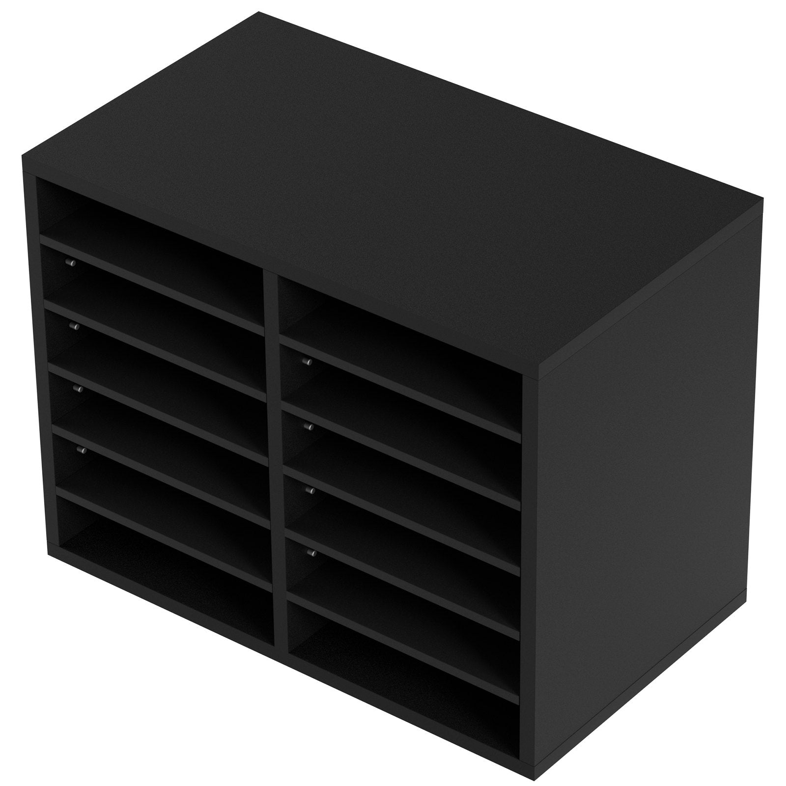 Bookcases & Shelves: VEVOR Wood Literature Organizer Adjustable File Sorter 12 Compartments Black