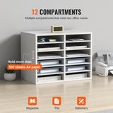 Bookcases & Shelves: VEVOR Wood Literature Organizer Adjustable File Sorter 12 Compartments White