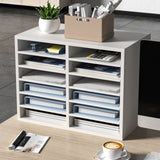 Bookcases & Shelves: VEVOR Wood Literature Organizer Adjustable File Sorter 12 Compartments White