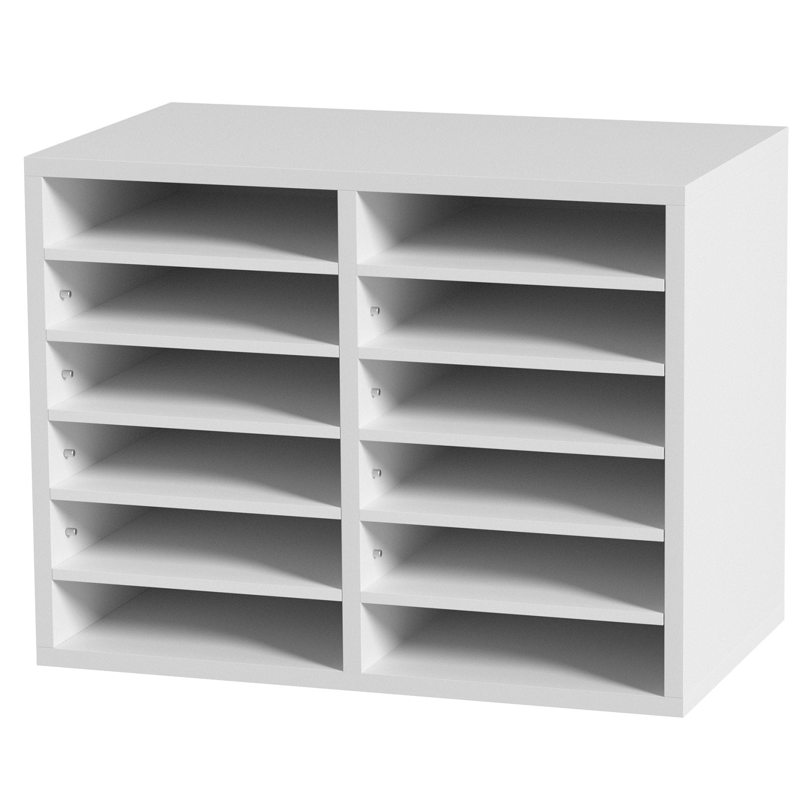 Bookcases & Shelves: VEVOR Wood Literature Organizer Adjustable File Sorter 12 Compartments White