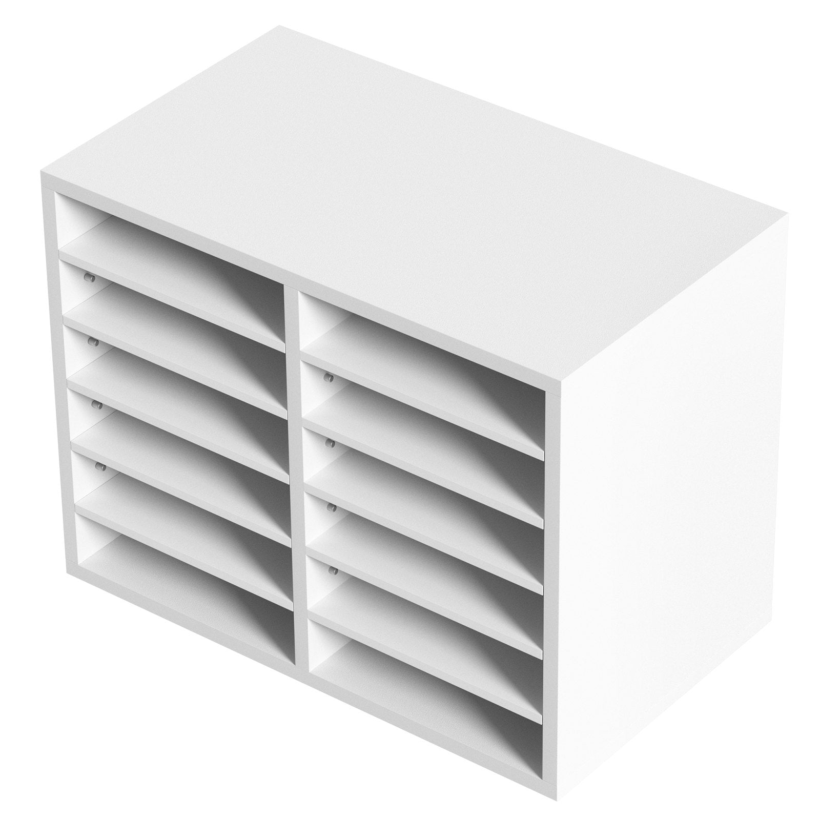 Bookcases & Shelves: VEVOR Wood Literature Organizer Adjustable File Sorter 12 Compartments White