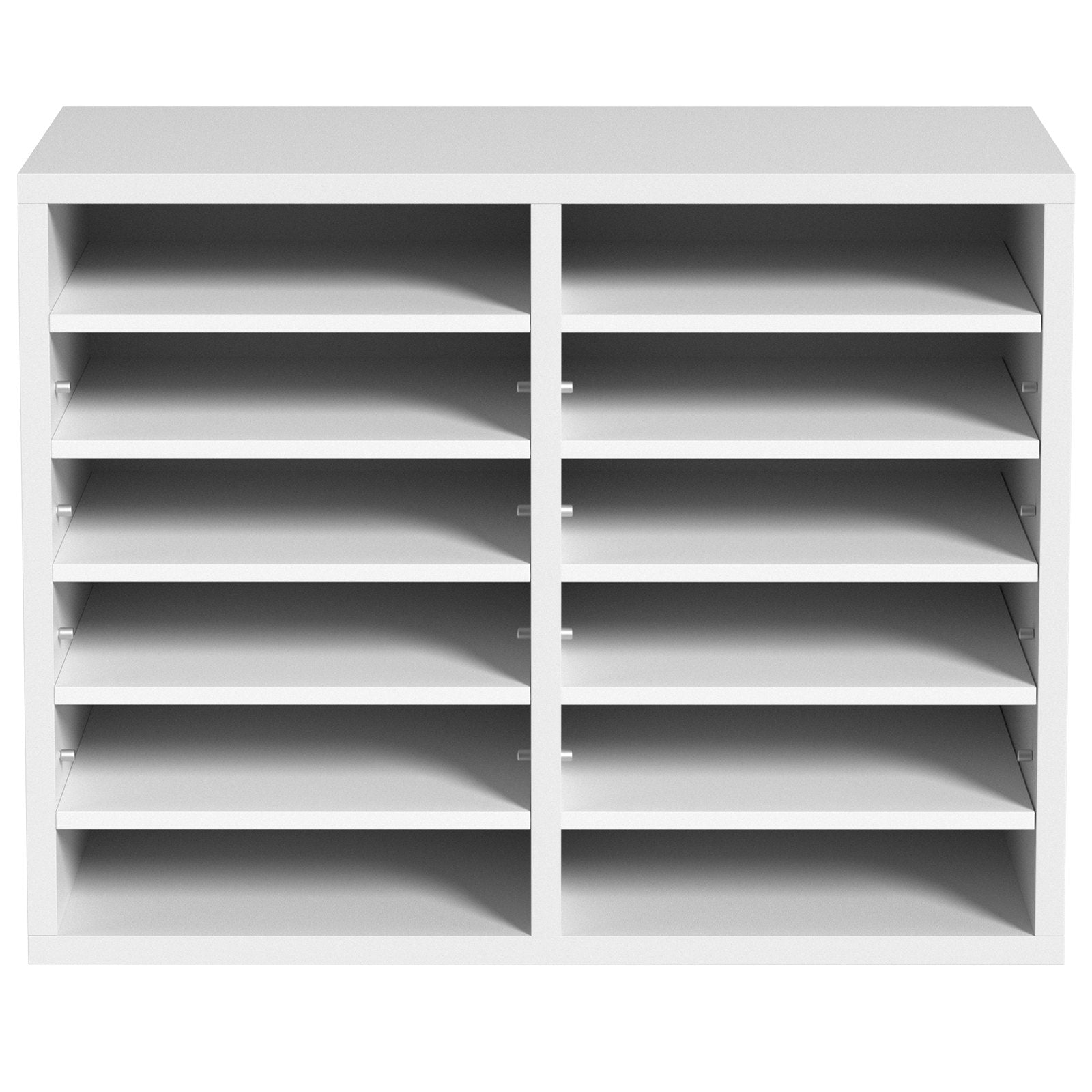 Bookcases & Shelves: VEVOR Wood Literature Organizer Adjustable File Sorter 12 Compartments White
