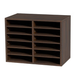 Bookcases & Shelves: VEVOR Wood Literature Organizer Adjustable File Sorter 12 Compartments Brown
