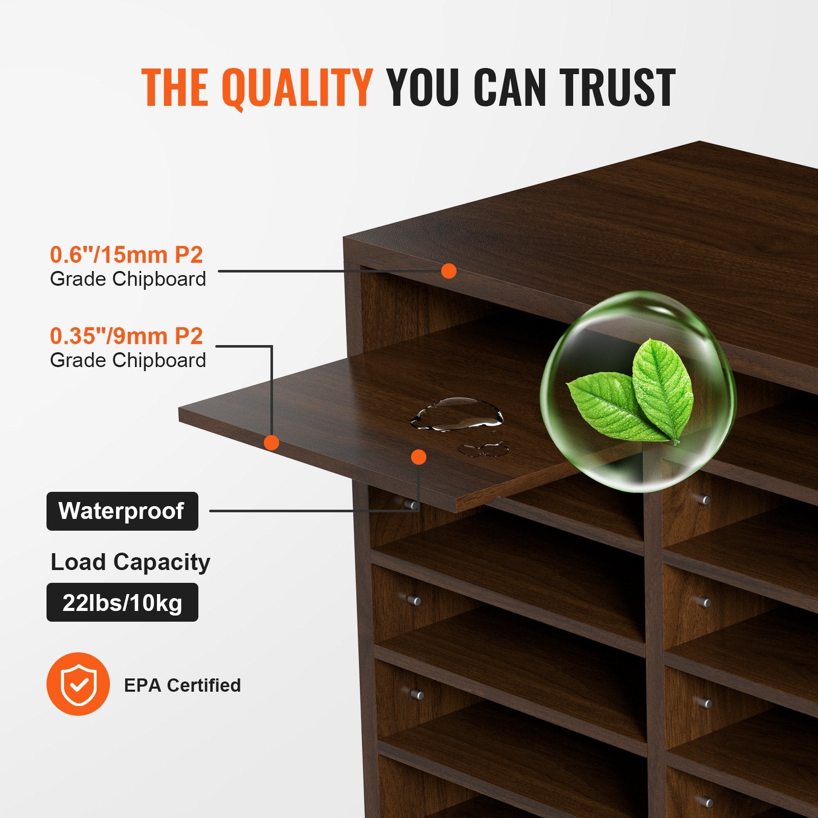 Bookcases & Shelves: VEVOR Wood Literature Organizer Adjustable File Sorter 12 Compartments Brown