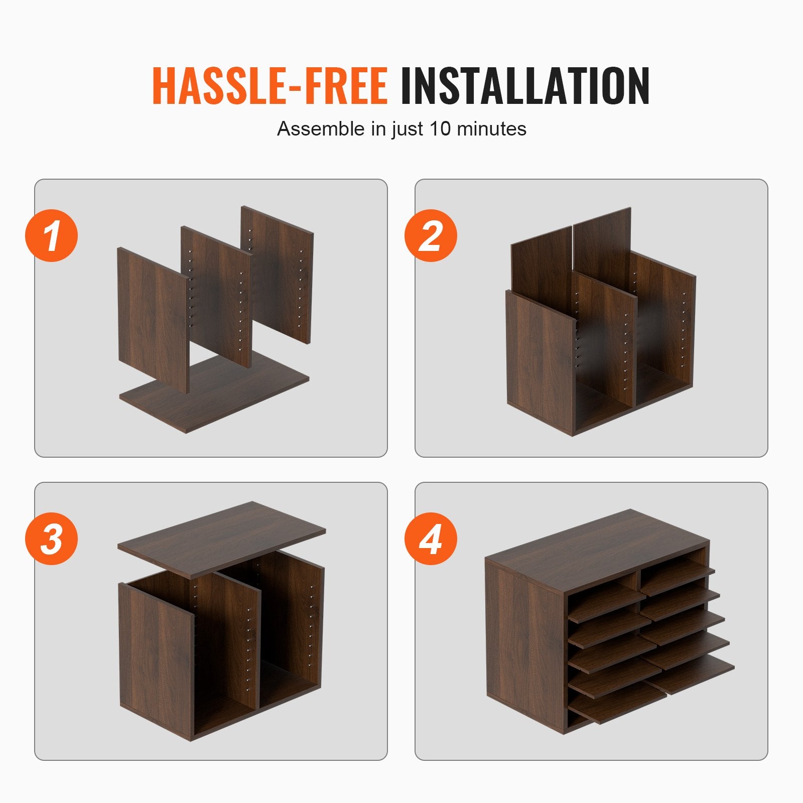 Bookcases & Shelves: VEVOR Wood Literature Organizer Adjustable File Sorter 12 Compartments Brown