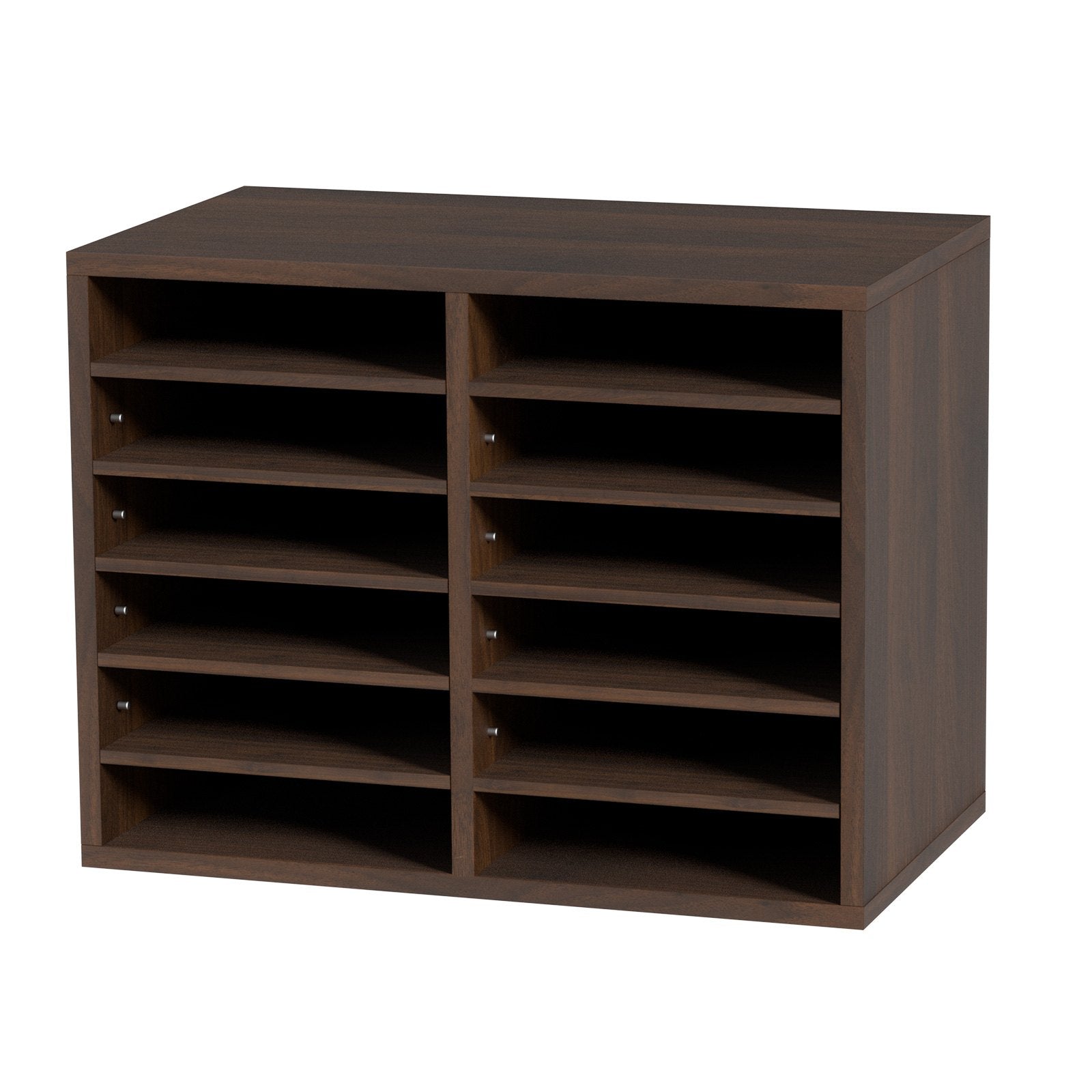 Bookcases & Shelves: VEVOR Wood Literature Organizer Adjustable File Sorter 12 Compartments Brown