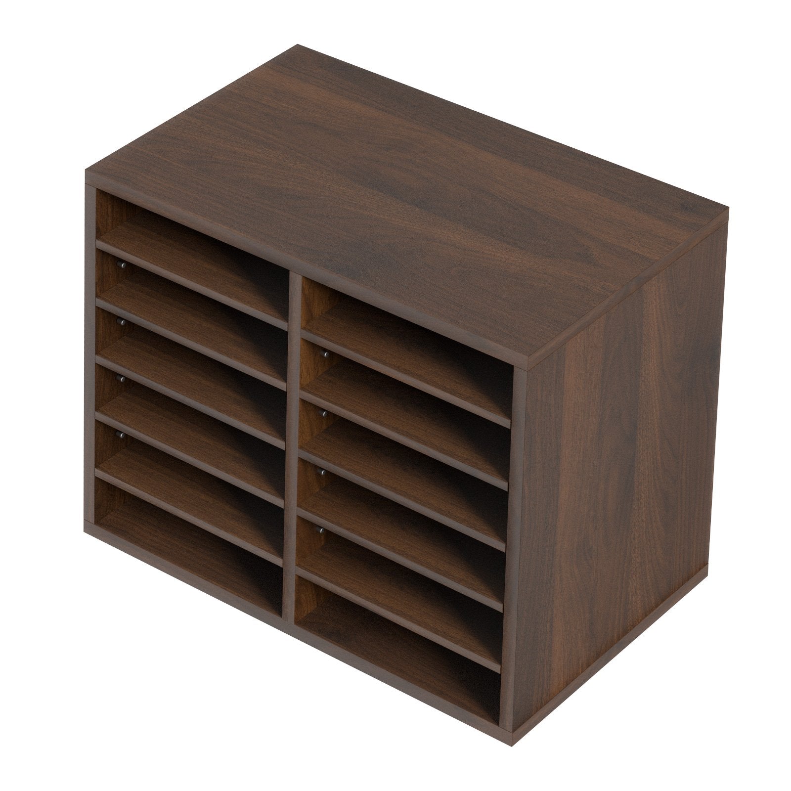 Bookcases & Shelves: VEVOR Wood Literature Organizer Adjustable File Sorter 12 Compartments Brown