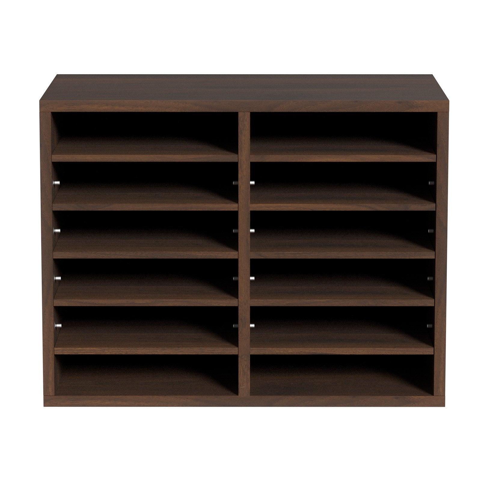 Bookcases & Shelves: VEVOR Wood Literature Organizer Adjustable File Sorter 12 Compartments Brown