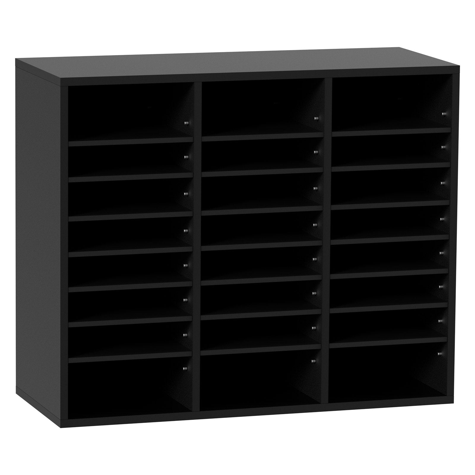 Bookcases & Shelves: VEVOR Wood Literature Organizer Adjustable File Sorter 24 Compartments Black