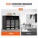Bookcases & Shelves: VEVOR Wood Literature Organizer Adjustable File Sorter 24 Compartments Black