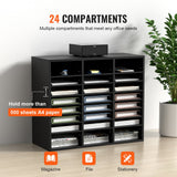 Bookcases & Shelves: VEVOR Wood Literature Organizer Adjustable File Sorter 24 Compartments Black
