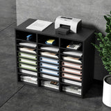 Bookcases & Shelves: VEVOR Wood Literature Organizer Adjustable File Sorter 24 Compartments Black