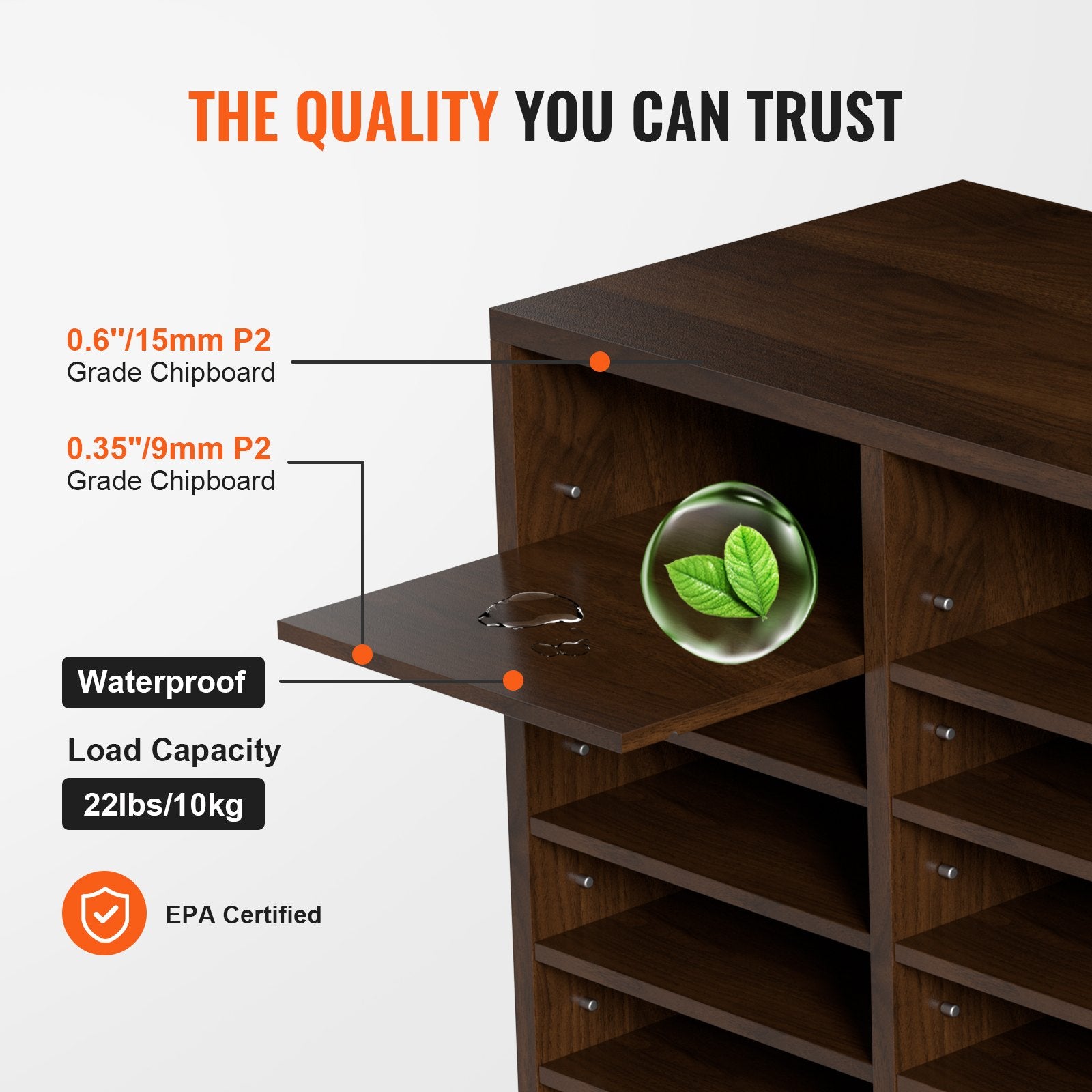 Bookcases & Shelves: VEVOR Wood Literature Organizer Adjustable File Sorter 24 Compartments Brown