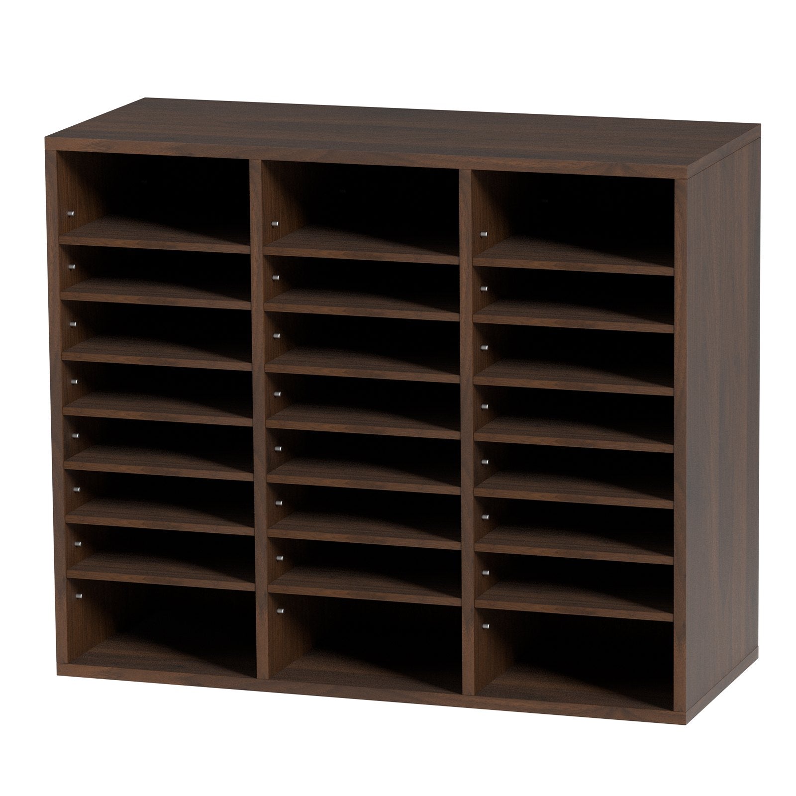 Bookcases & Shelves: VEVOR Wood Literature Organizer Adjustable File Sorter 24 Compartments Brown