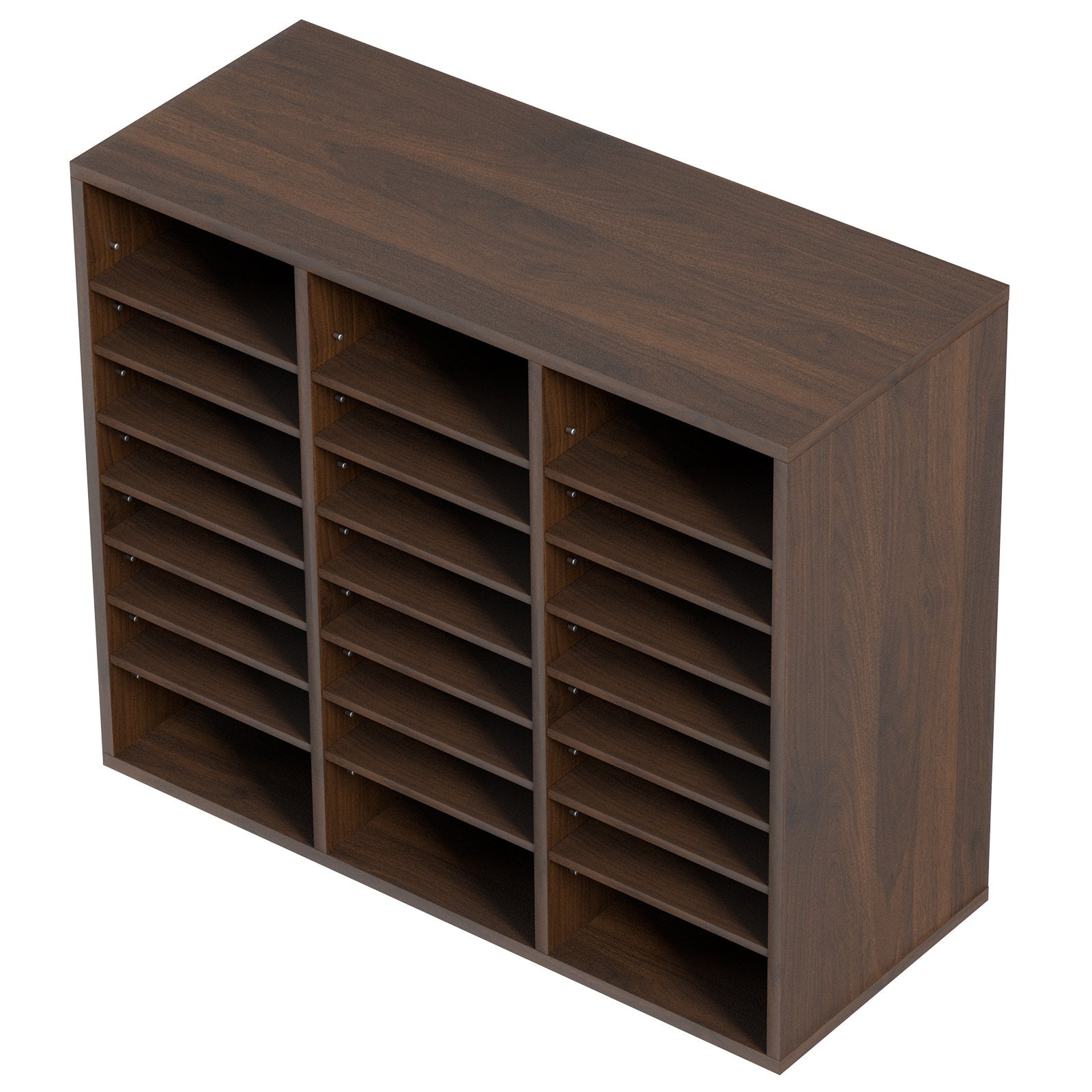 Bookcases & Shelves: VEVOR Wood Literature Organizer Adjustable File Sorter 24 Compartments Brown