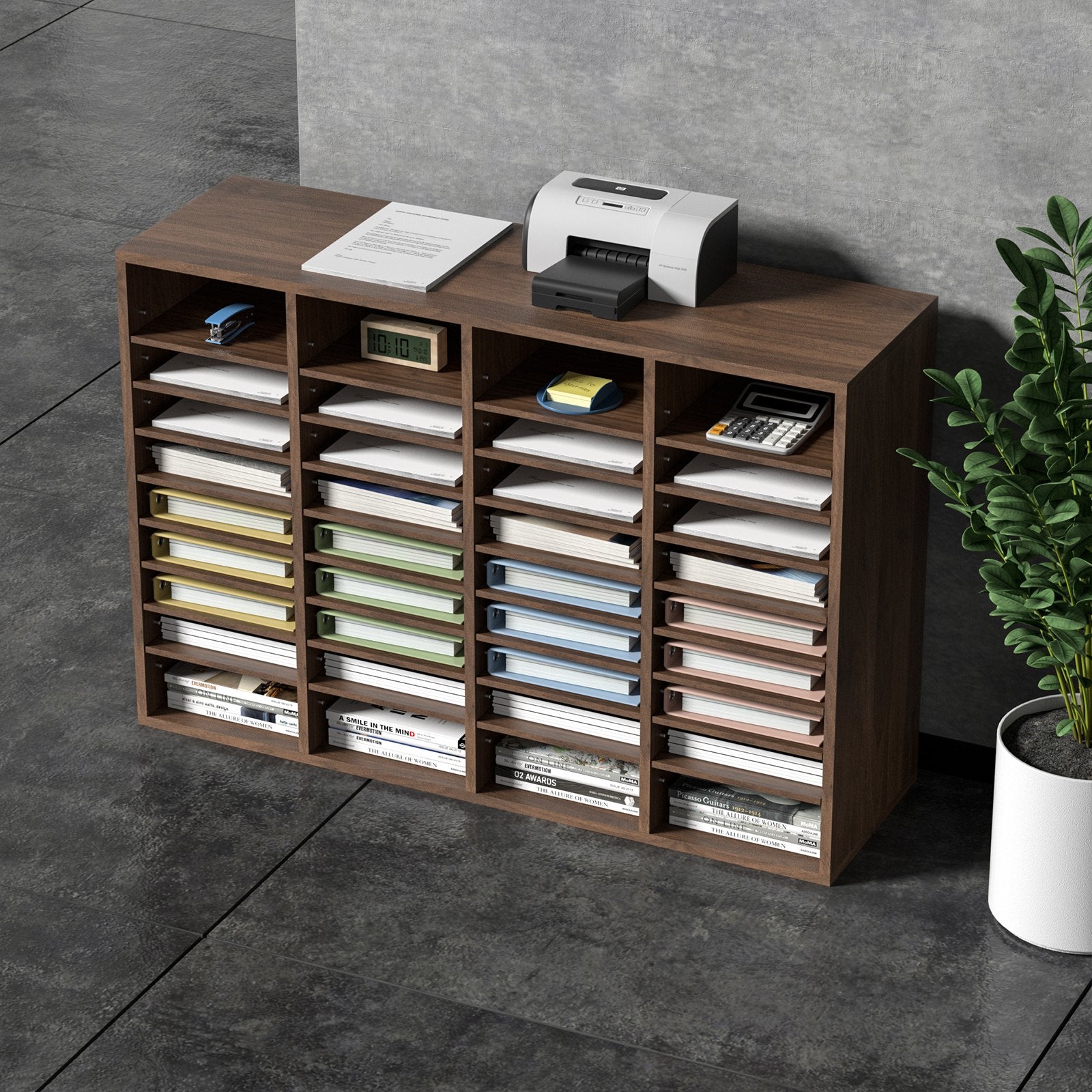 Calendars, Organisers & Planners: VEVOR Literature Organizers, 36 Compartments Office Mailbox with Adjustable Shelves, Wood Literature Sorter 997x305x680 mm for Office, Home, Classroom, Mailrooms Organization, EPA Certified Brown