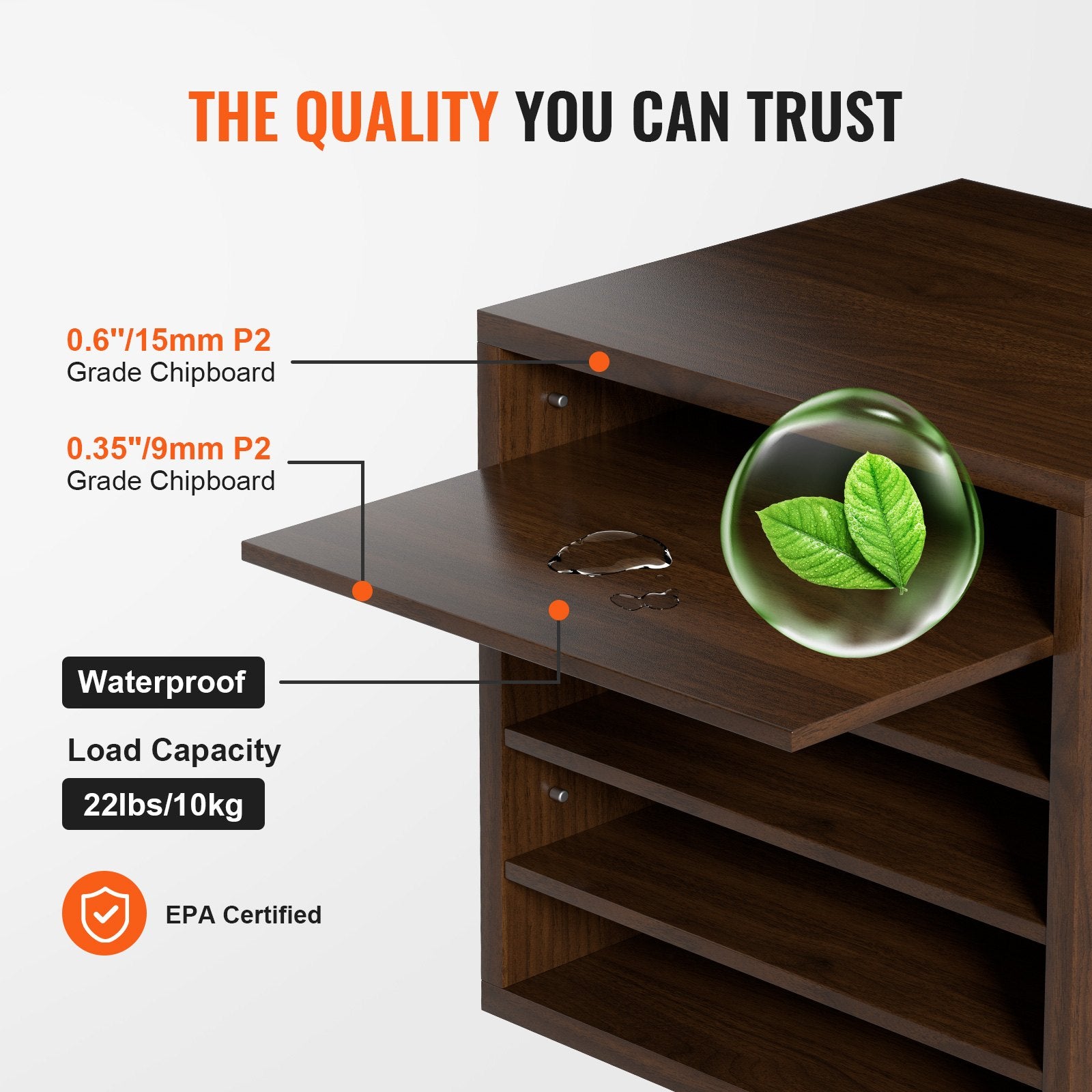 Bookcases & Shelves: VEVOR Wood Literature Organizer Adjustable File Sorter 5 Compartments Brown