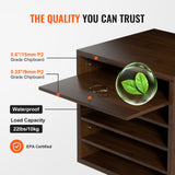 Bookcases & Shelves: VEVOR Wood Literature Organizer Adjustable File Sorter 5 Compartments Brown
