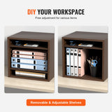 Bookcases & Shelves: VEVOR Wood Literature Organizer Adjustable File Sorter 5 Compartments Brown