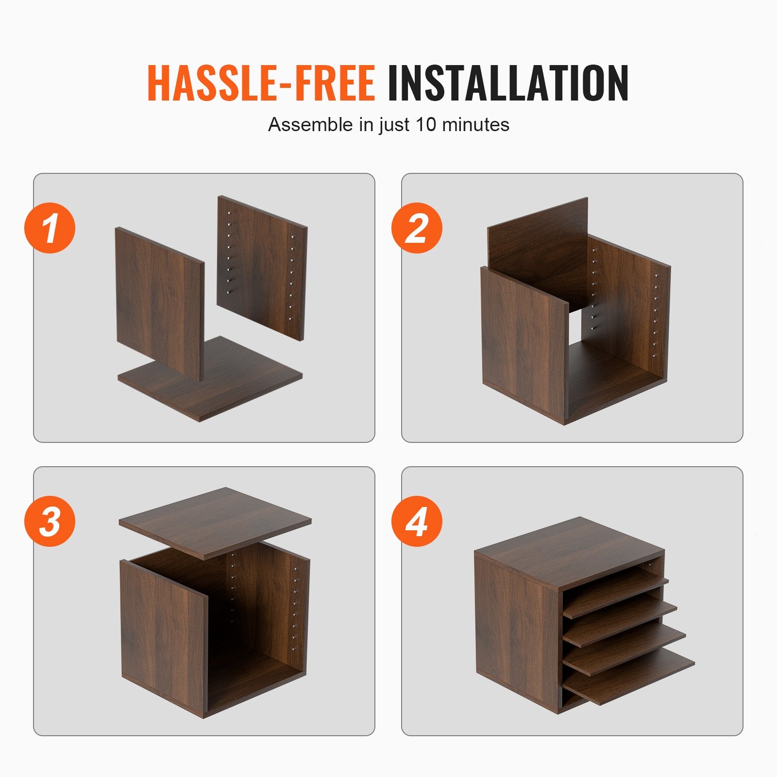 Bookcases & Shelves: VEVOR Wood Literature Organizer Adjustable File Sorter 5 Compartments Brown