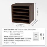 Bookcases & Shelves: VEVOR Wood Literature Organizer Adjustable File Sorter 5 Compartments Brown