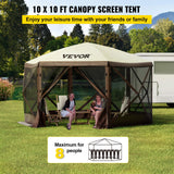 Canopies & Gazebos: VEVOR Pop-up Camping Gazebo Camping Canopy Shelter 6 Sided 10' x 10' Sun Shade