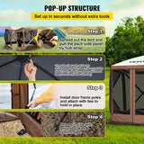 Canopies & Gazebos: VEVOR Pop-up Camping Gazebo Camping Canopy Shelter 6 Sided 10' x 10' Sun Shade