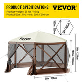 Canopies & Gazebos: VEVOR Pop-up Camping Gazebo Camping Canopy Shelter 6 Sided 10' x 10' Sun Shade