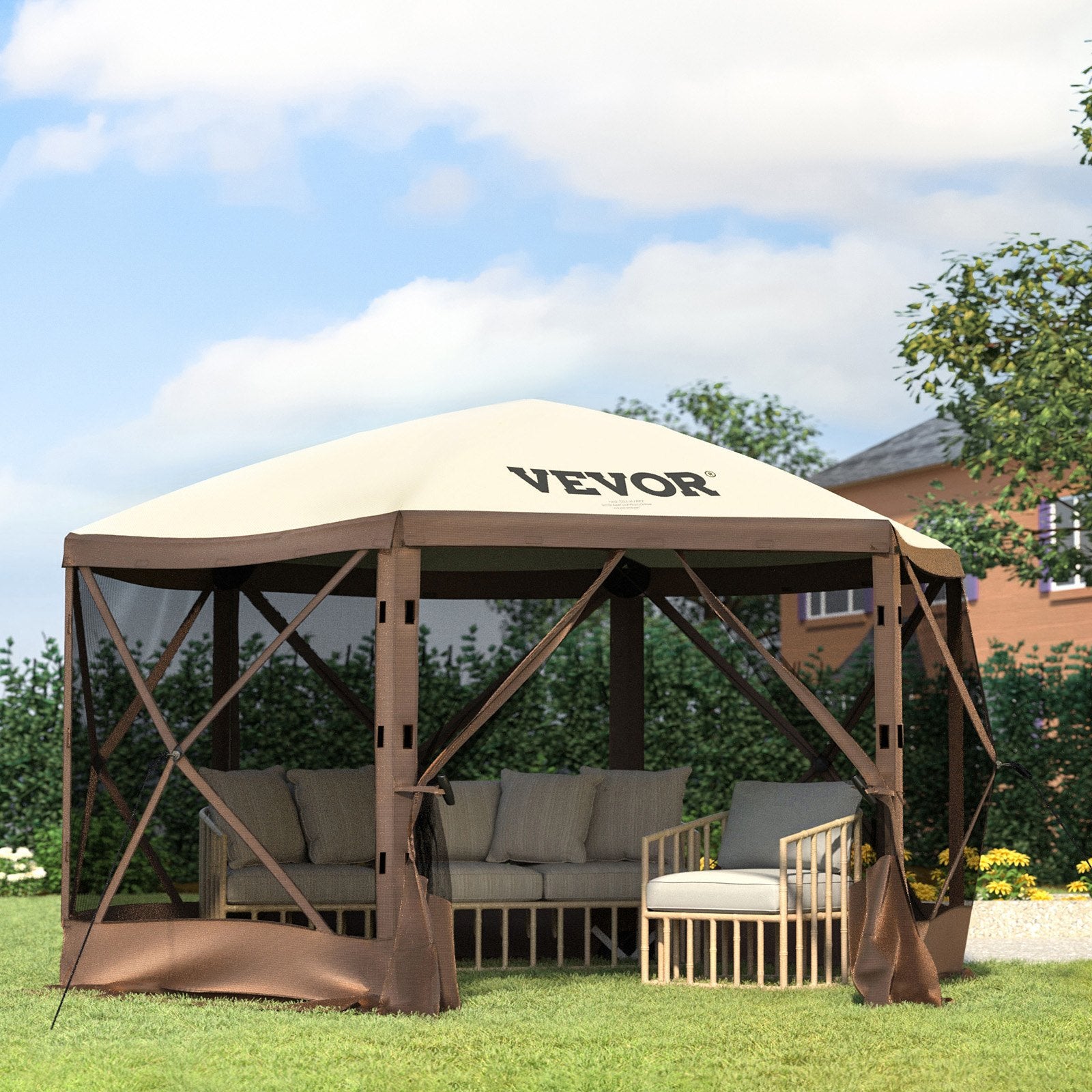 Canopies & Gazebos: VEVOR Pop-up Camping Gazebo Camping Canopy Shelter 6 Sided 10' x 10' Sun Shade