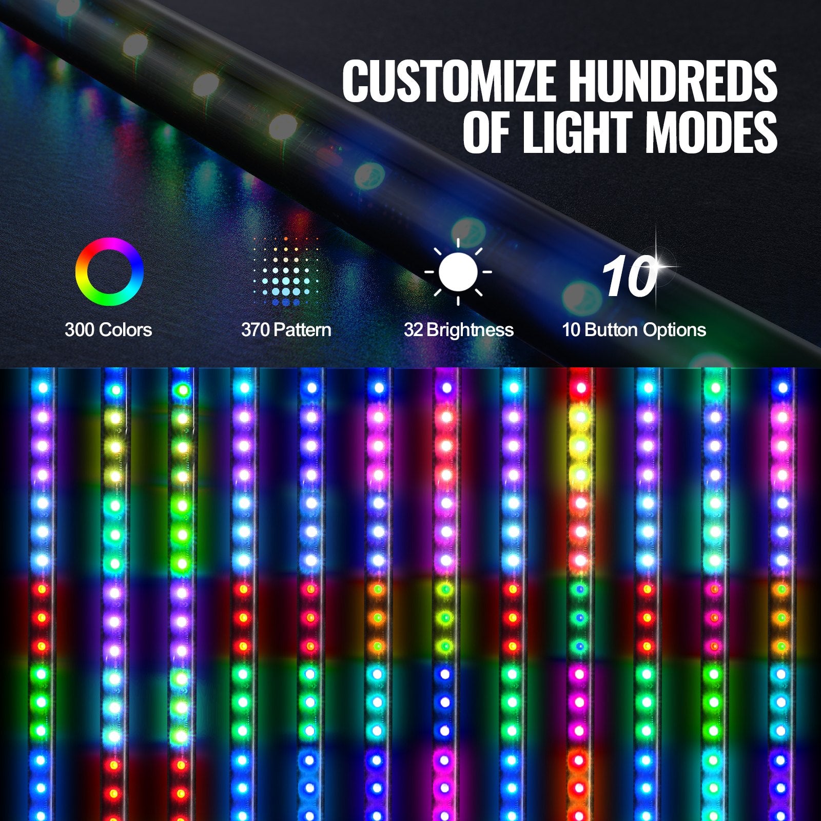 Hoverboards: VEVOR 2 PCS 3 FT Whip Light, APP & RF Remote Control Led Whip Light, Waterproof RGB Chasing Lighted Whips with 4 Flags, for UTVs, ATVs, Motorcycles, RZR, Can-am, Trucks, Off-road, Go-karts