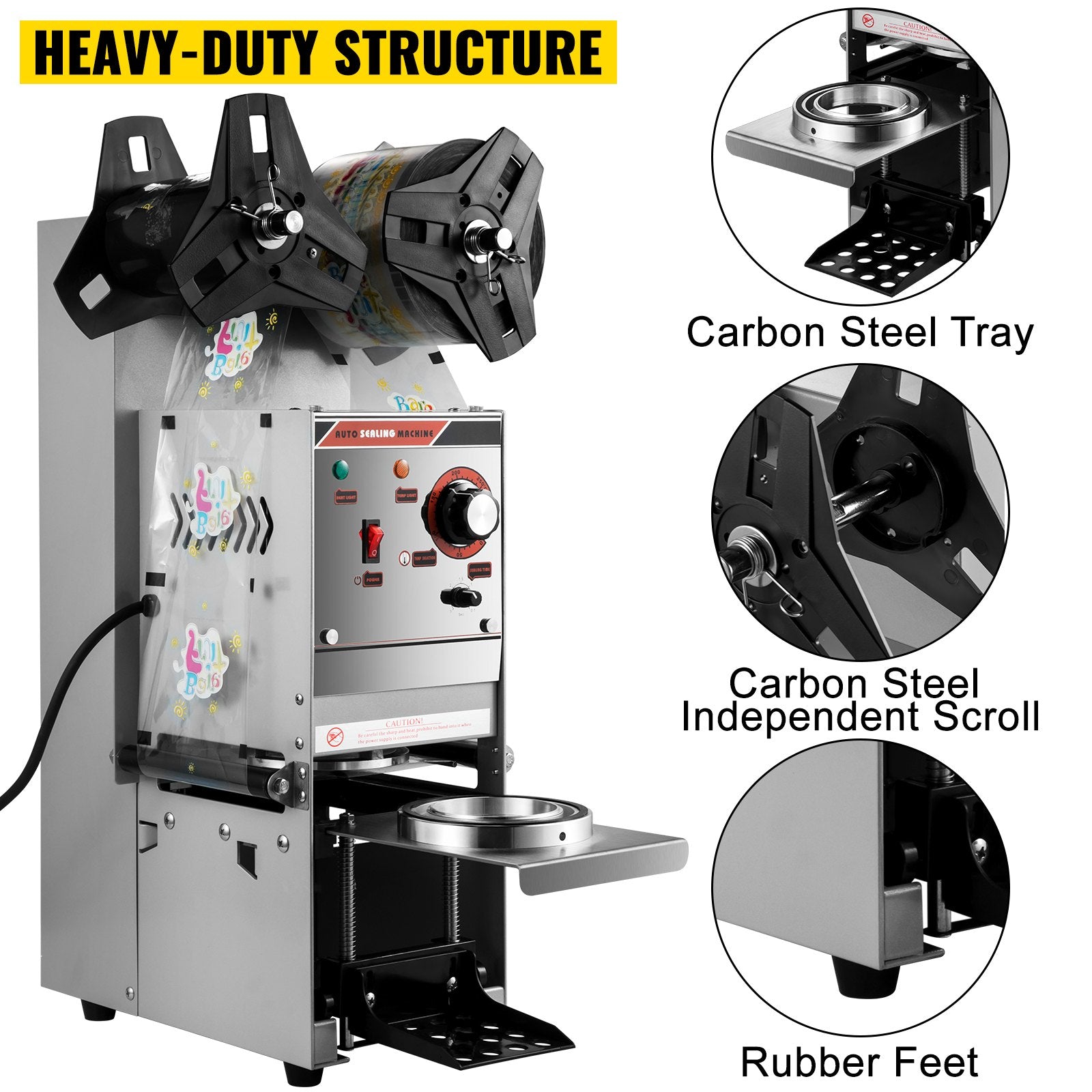 Food Storage: VEVOR Semi-automatic Cup Sealing Machine Cup Sealer Silver 300-500 Cups/Hour