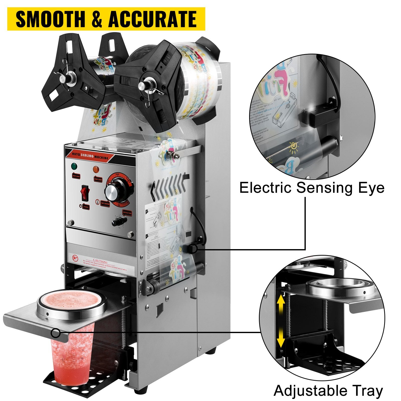 Food Storage: VEVOR Semi-automatic Cup Sealing Machine Cup Sealer Silver 300-500 Cups/Hour